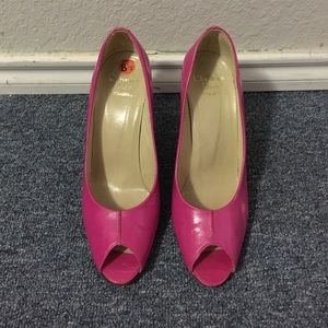 Pink Christian Dior 3 inch open toe heel
