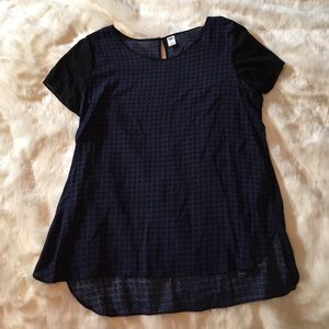 Women's blue and black patterned top