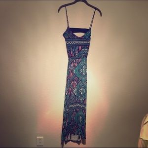 Tribal Maxi Dress with Cutouts