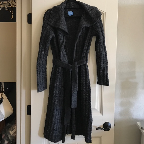 Perfect cozy belted cardigan in charcoal