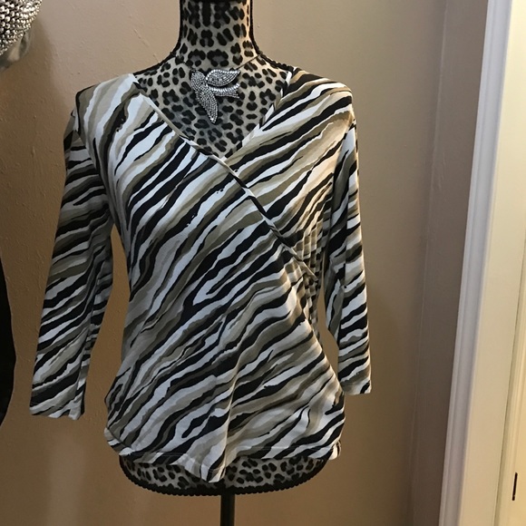 3/4 Sleeve zebra print top