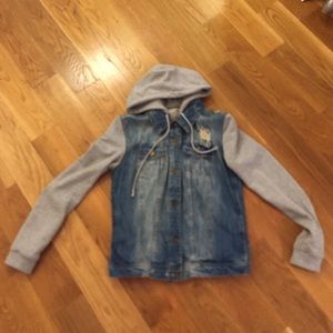 Denim sweatshirt jacket
