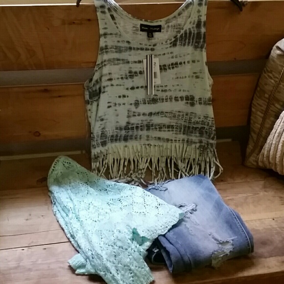Tye dyed shredded tank