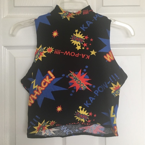 Super Fun Mock Turtle Kapow! Crop Top