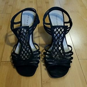 Strappy Black Shimmer Heels