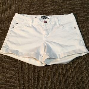 Brushed denim white shorts