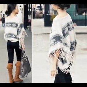 Topshop Aztec Fringe Poncho