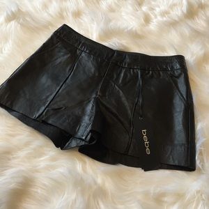 Bebe Black Leather Shorts 00