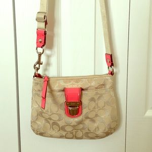 Coach Crossbody w/ hot pink patent leather detail