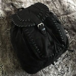 Black Suedette Fashion Backpack