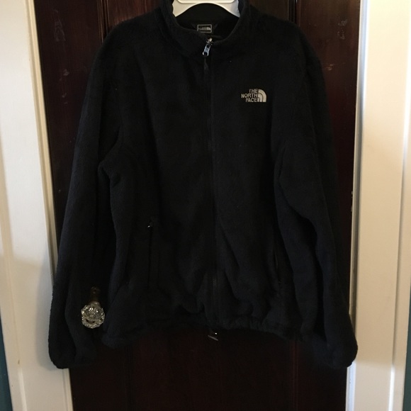 Black fuzzy women's northface jacket