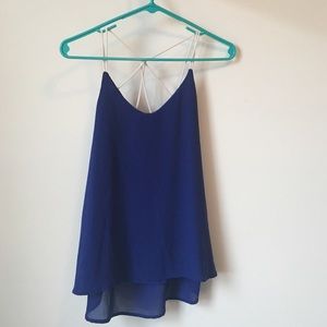 Royal blue, loose fitting bohemian style blouse