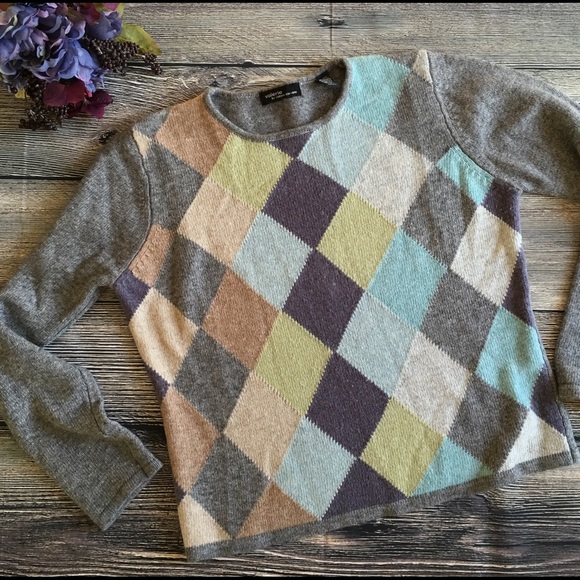 Valerie Stevens Sweaters - Cashmere Angora blend sweater in gorgeous argyle