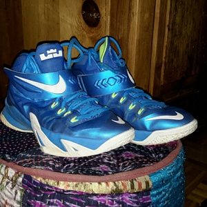 Nike Blue,  White & Neon Green Sneakers SZ 4.5Y