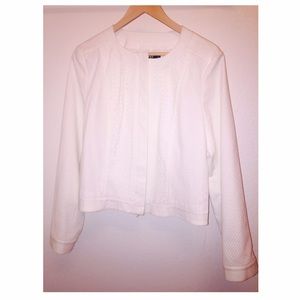 DKNY Eyelet Print Jacket - Size 14 WHITE