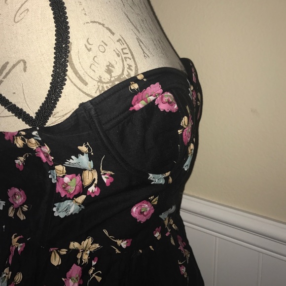 Strapless summer black floral dress - Picture 4 of 4