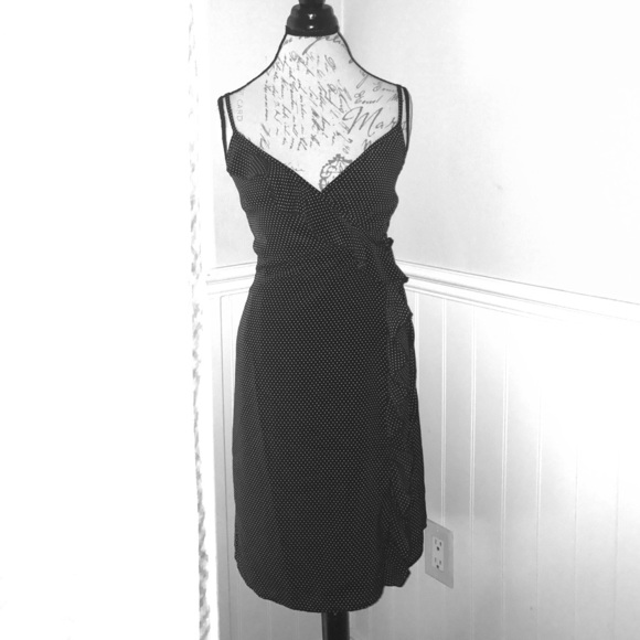 Black & white polka dot wrap around dress