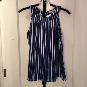High neckline striped blouse