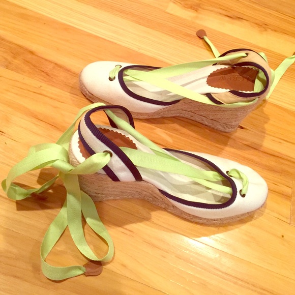 J. Crew never been worn lace up espadrille wedges