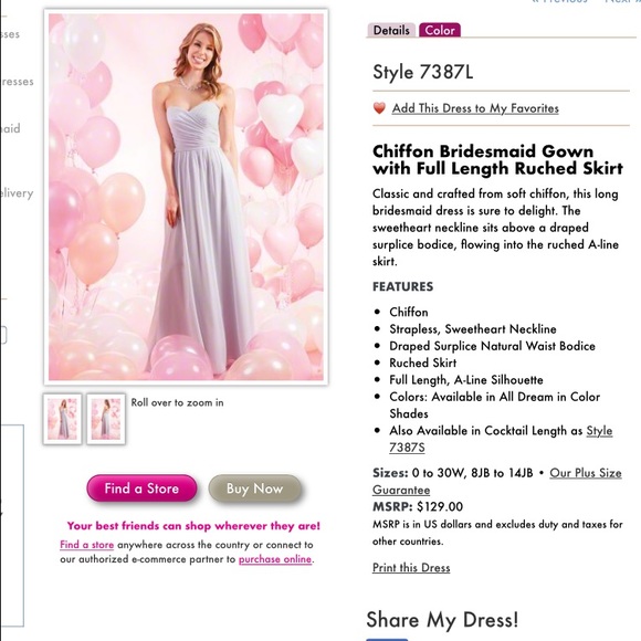 Full length chiffon gown