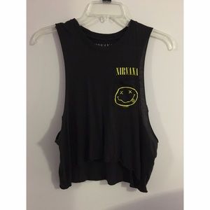Nirvana Black Cropped Muscle Tee