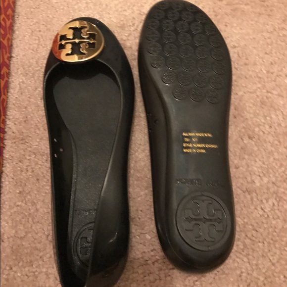 Brand new black and fold Tory Burch jelly shoes