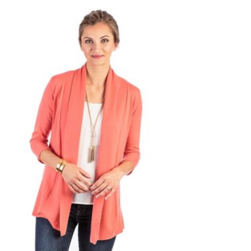 Coral Pink Open Sweater