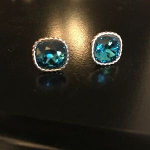 Brighton Deep Blue Braided metal Stud Earrings