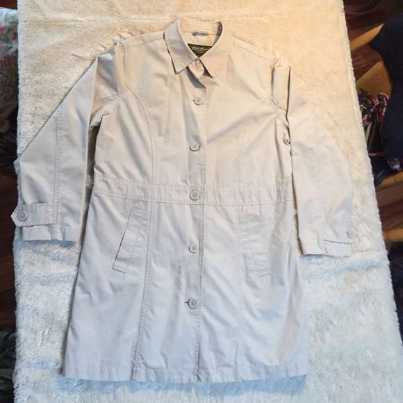 Eddie Bauer Cream trench coat.