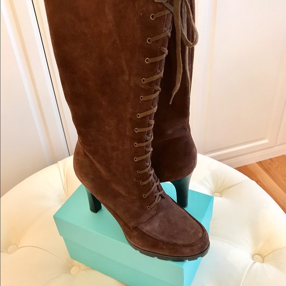 Ralph Lauren Floriane brown suede high boot