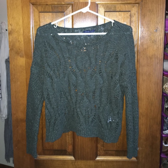 American eagle Women's sweater, deep olive green.