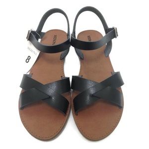 NIB Merona Black Crossover Strap Sandals