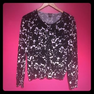 Ann Taylor B&W Floral Sweater