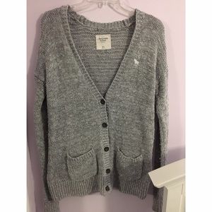 Grey Button Up Cardigan Sweater