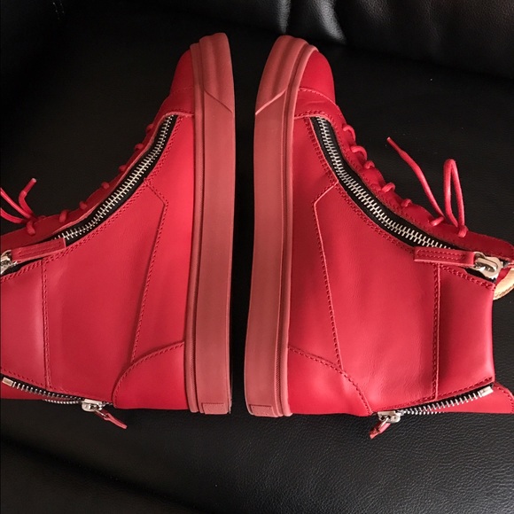 Gisueppe Zanotti Red All Leather Sneakers - Picture 3 of 4