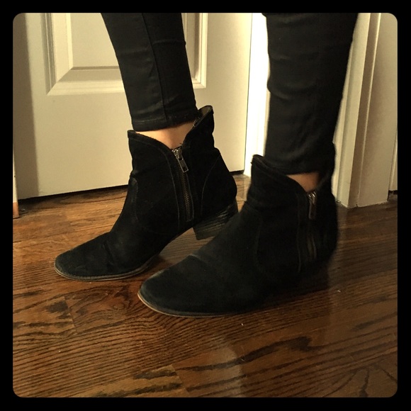 Black genuine suede booties