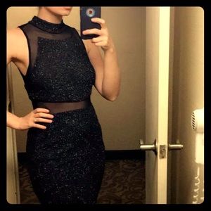 Glittery black cocktail dress w/ cutouts LIKE NEW