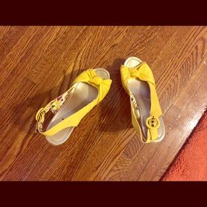 Yellow espadrilles wedges