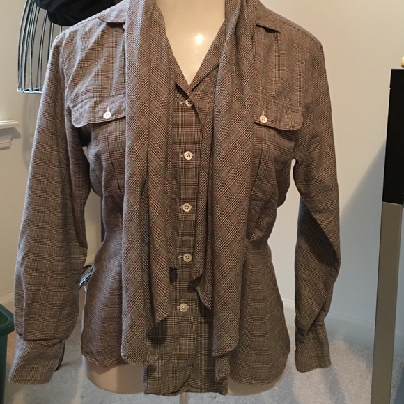 Vintage Ralph Lauren pleated blouse with scarf