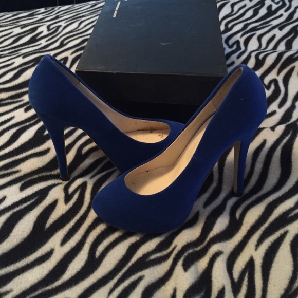 Blue suede heels