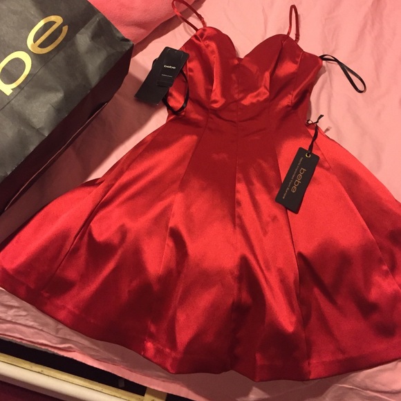 Red satin silk dress. Size 4