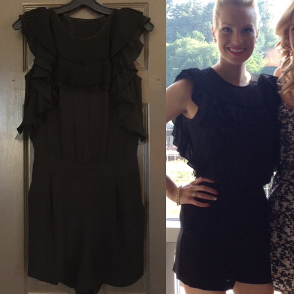 BCBGMaxAzria Pants - BCBGMAXAZRIA Black Romper with Sheer Back Size 2