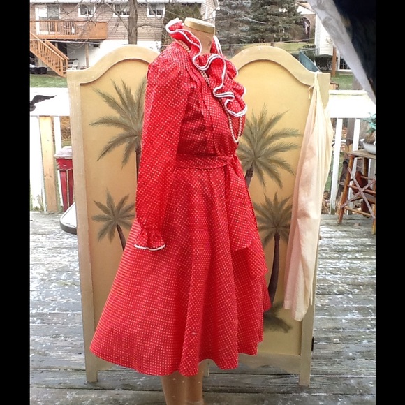 VTG Pinup Rockabilly Polka Dot Swing Dress - Picture 3 of 4