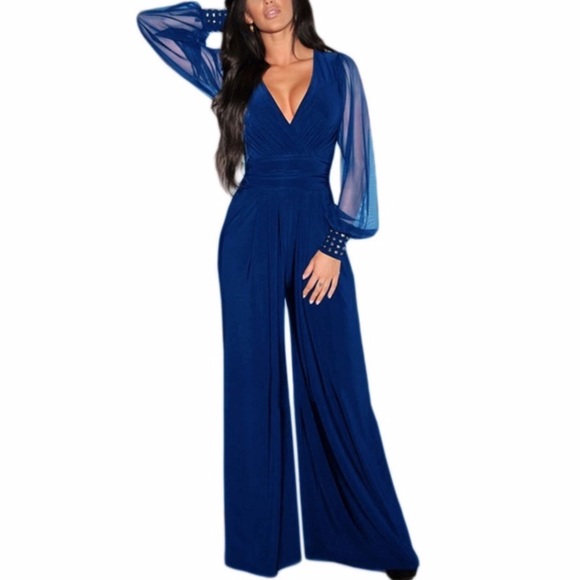 Royal Blue Embellished Jumpsuit