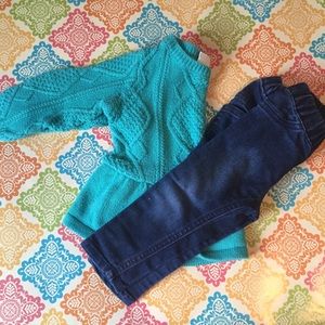 Teal Sweater and Jeans set