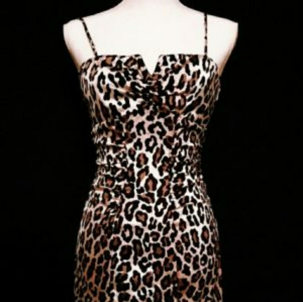 Cache Dress Pinup Leopard Print Cocktail Prom