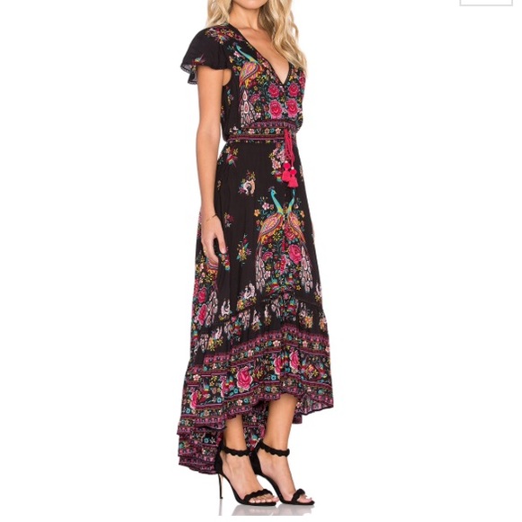 ๐HP๐ Black FLORAL Hi-Low Ruffle Hem Maxi DRESS - Picture 2 of 6