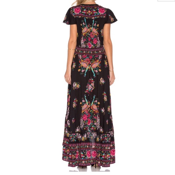 ๐HP๐ Black FLORAL Hi-Low Ruffle Hem Maxi DRESS - Picture 3 of 6