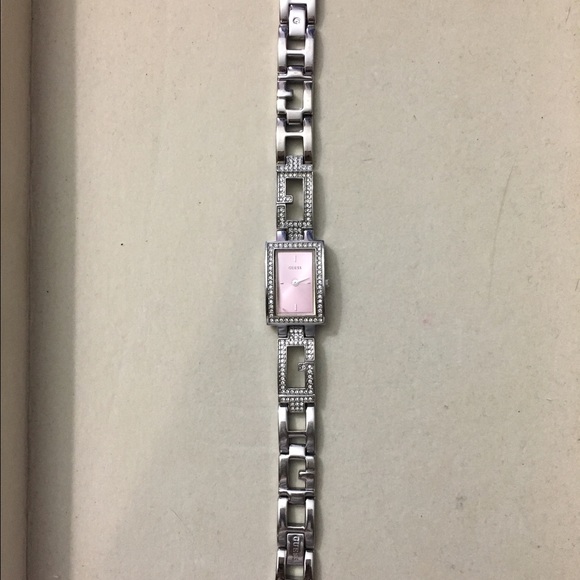 GUESS Watch- Pink Dial w/ Crystals.