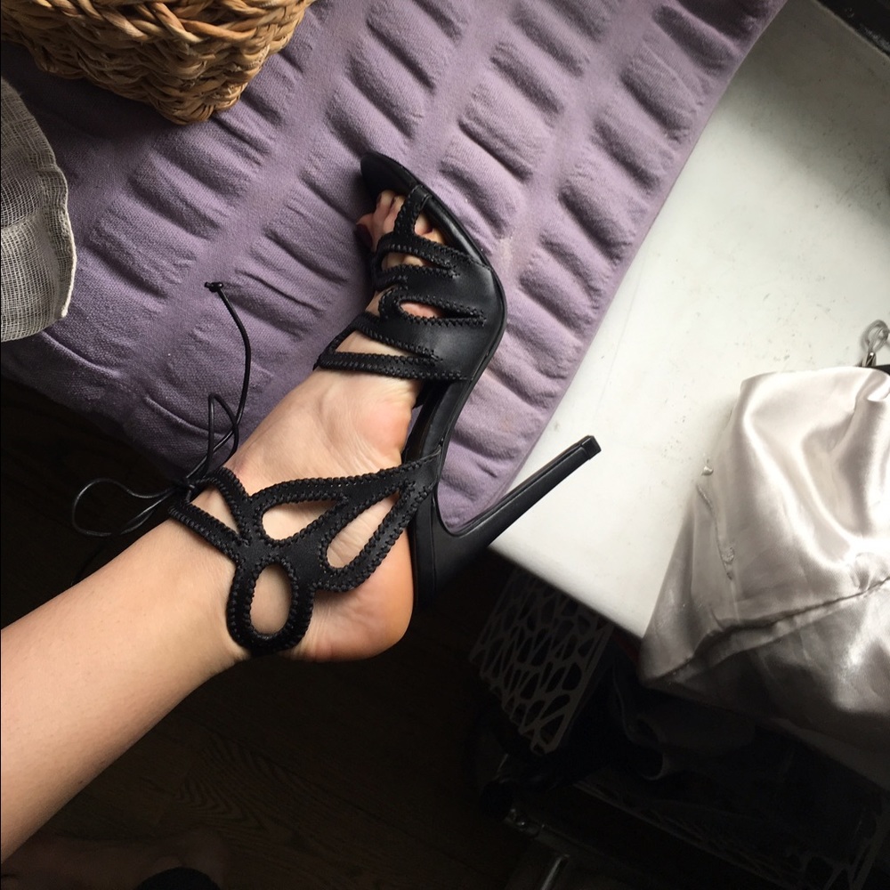 New Zara leather lace up heels
